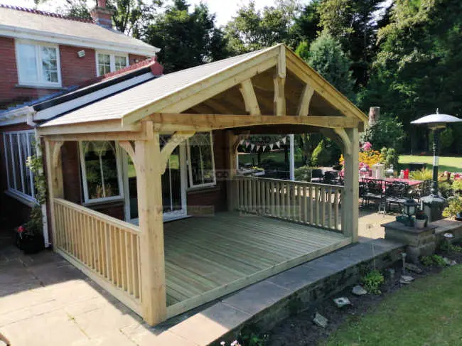 3m x 3m Elizabethan Gazebo (Bare open frame. Rafters but no roof covering., Straight Gable End)