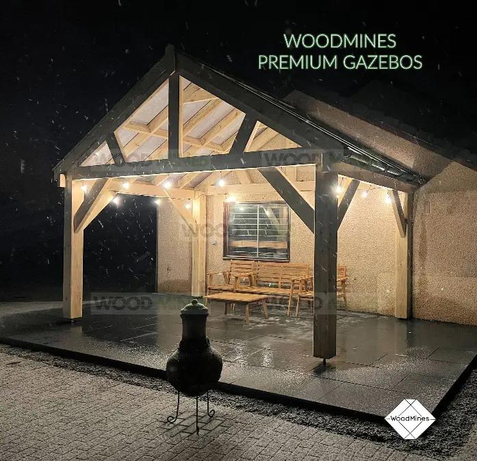 3.5m x 4m Elizabethan Gazebo (Bare open frame. Rafters but no roof covering., Straight Gable End)