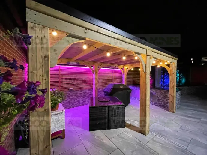 4m x 6m Pent Roof Gazebo with 200mm Posts & 6x3 Frame/Rafters