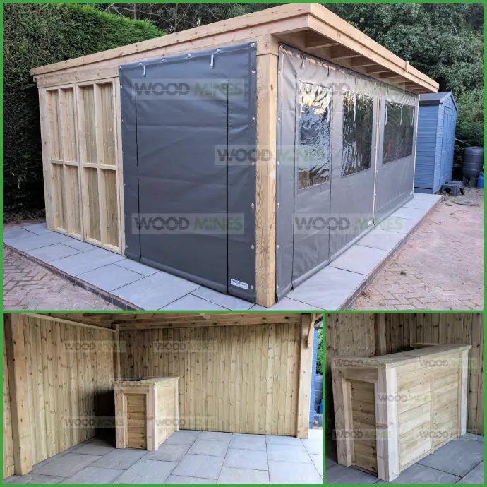 4m x 6m Pent Roof Gazebo with 200mm Posts & 6x3 Frame/Rafters