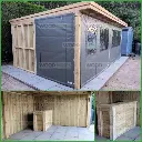 4m x 6m Pent Roof Gazebo with 200mm Posts & 6x3 Frame/Rafters